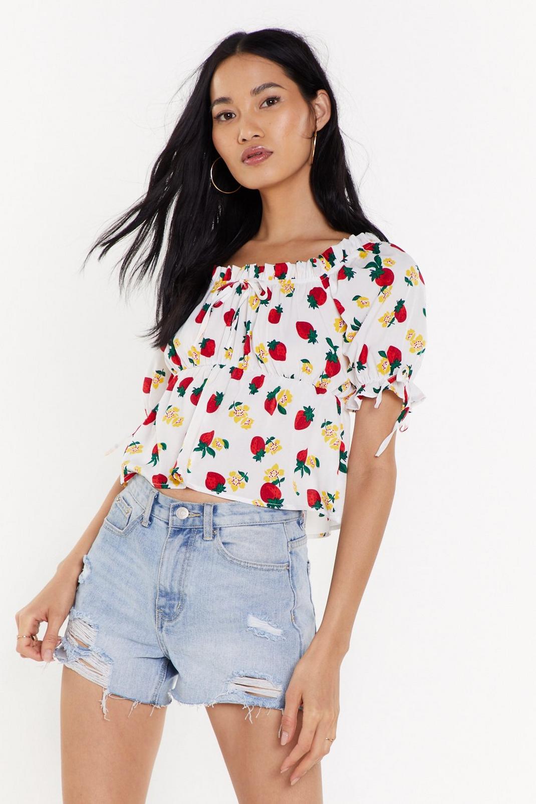 Strawberry Fields Forever Puff Crop Top image number 1