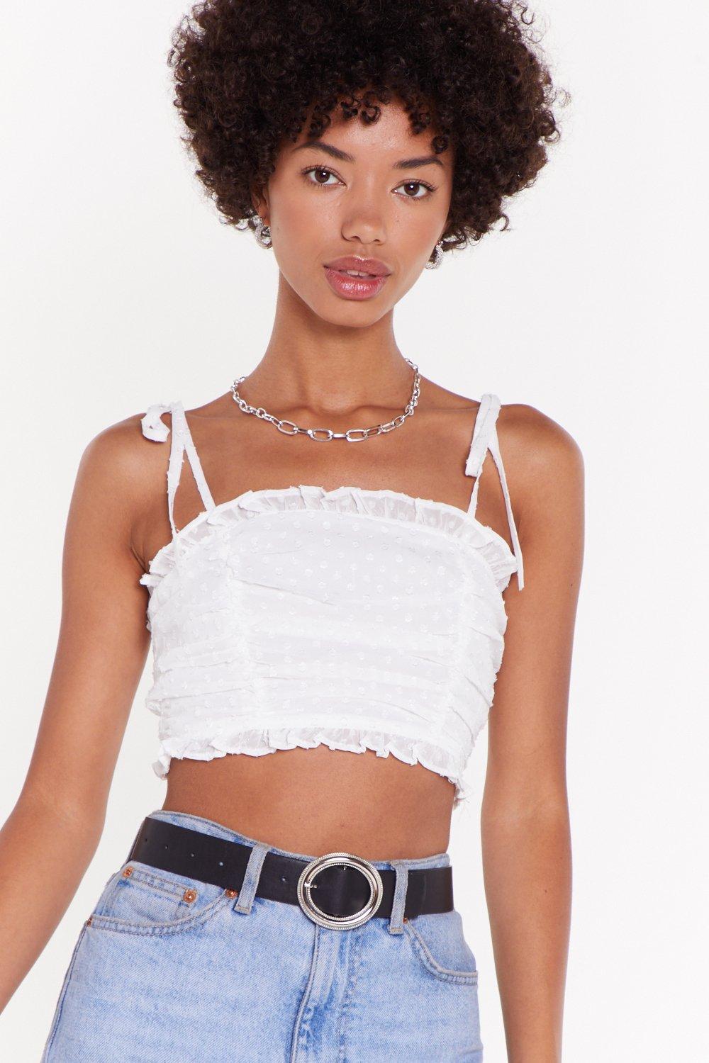 ruched white crop top