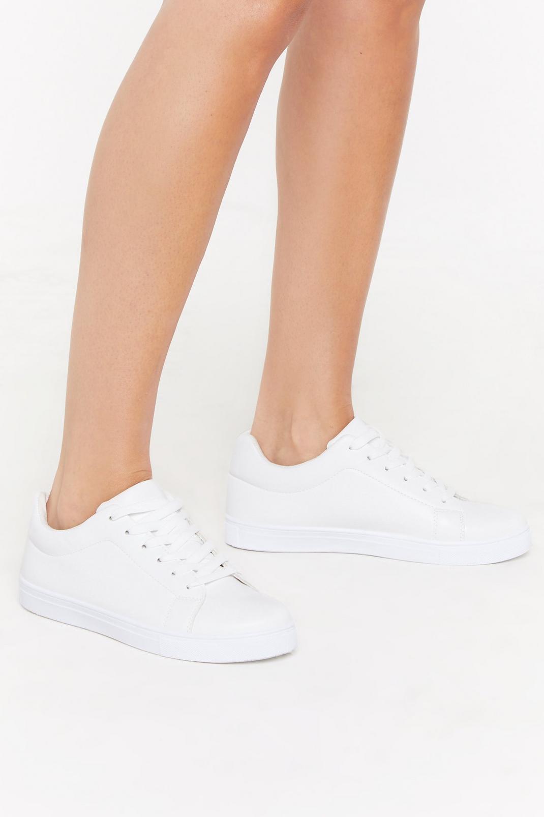 PU Plain Lace Up Court Sneaker image number 1