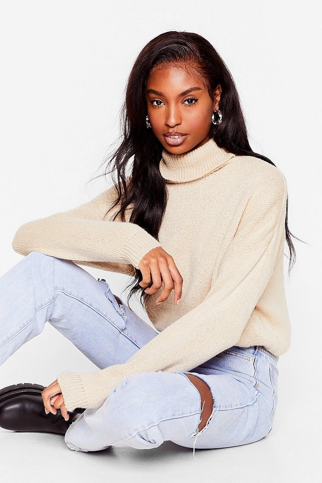 Oatmeal Show 'Em How Knits Done Turtleneck Sweater image number 1