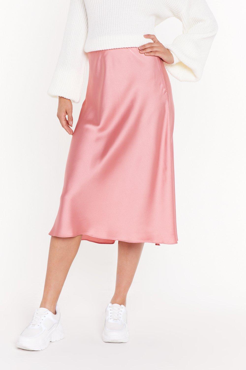 Sleek Havoc Bias Cut Satin Skirt Nasty Gal