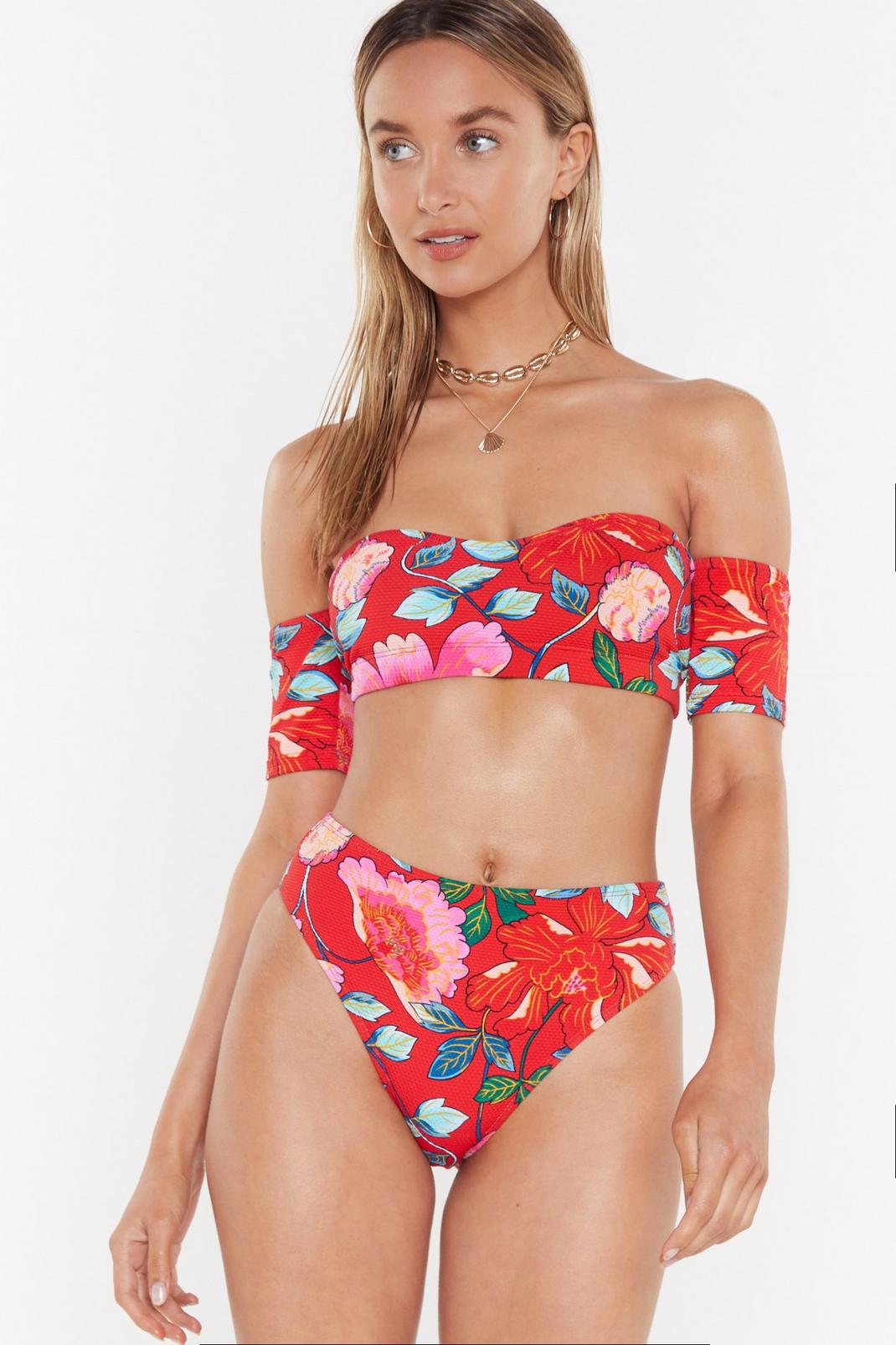 Keep On Growing Floral Off-the-Shoulder Bikini Set image number 1