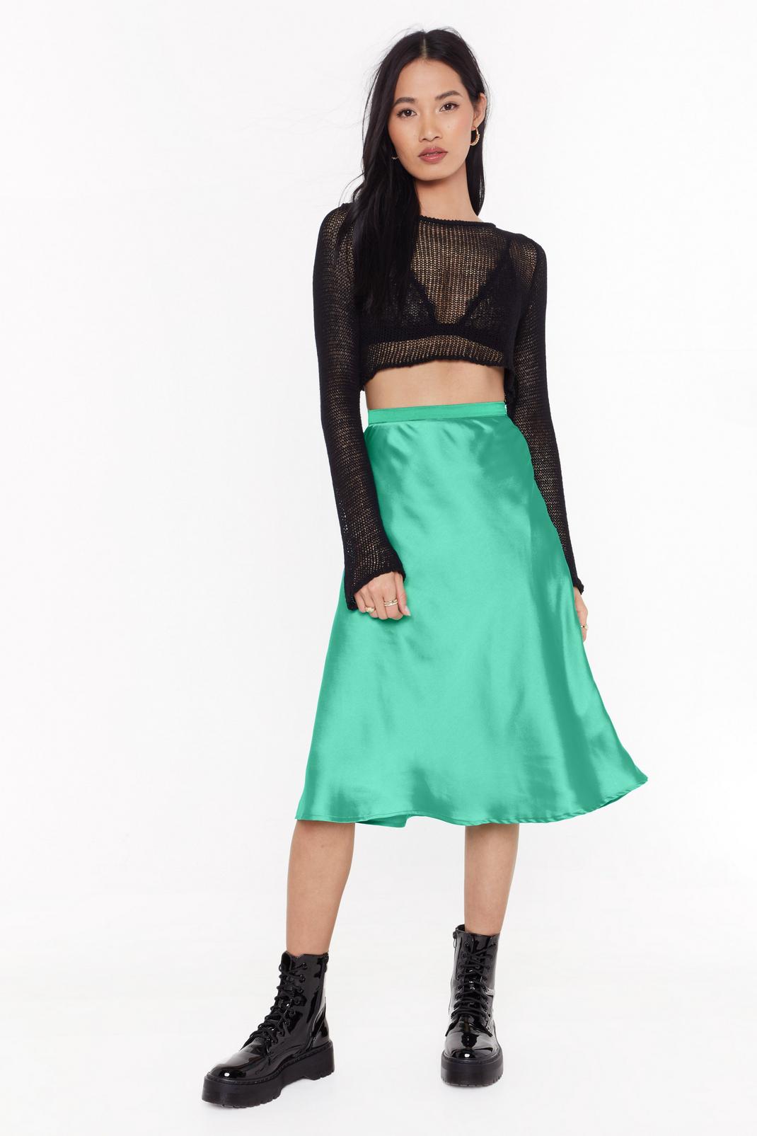 Just My Type Satin Midi Skirt image number 1