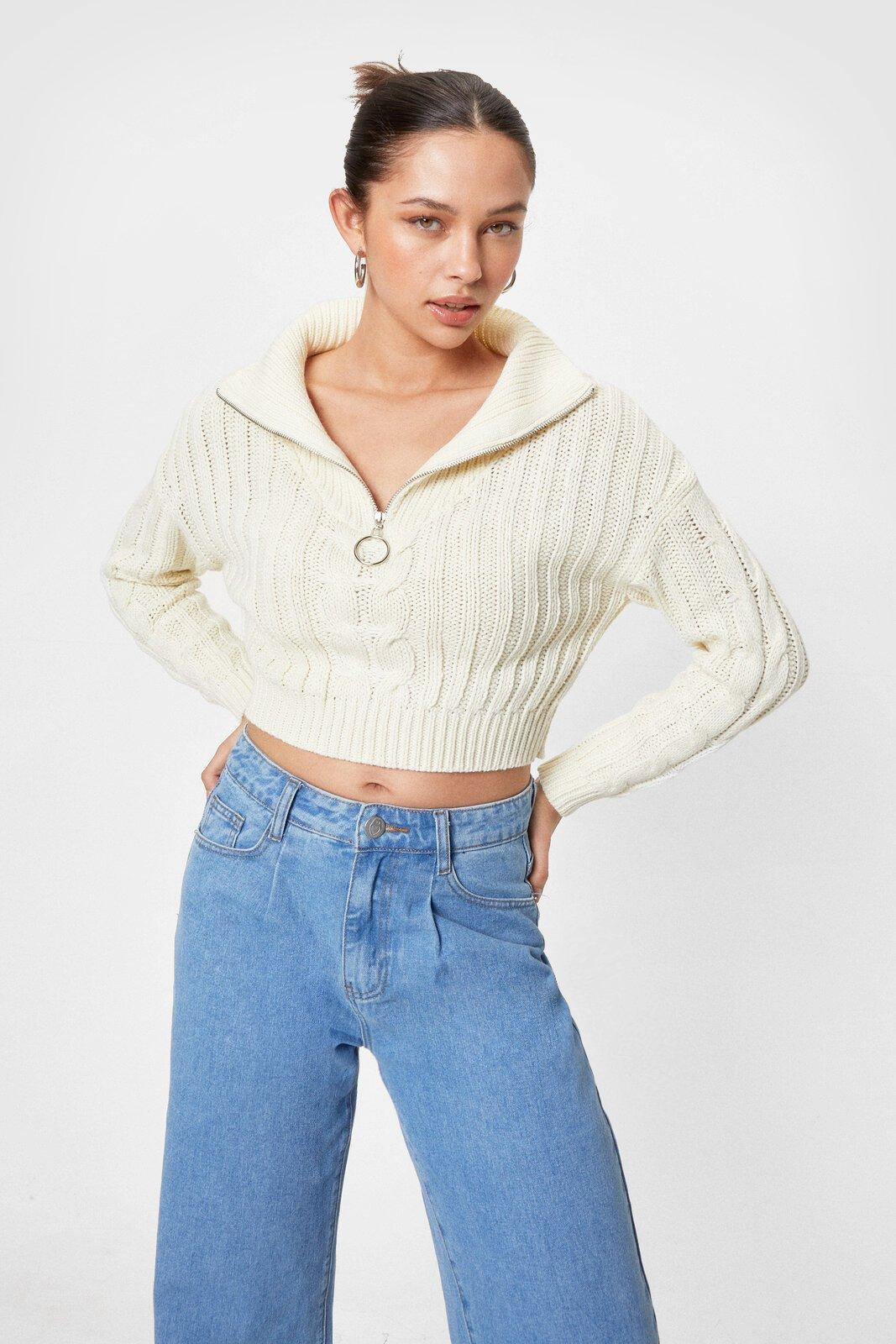 Half zip hot sale cropped jumper