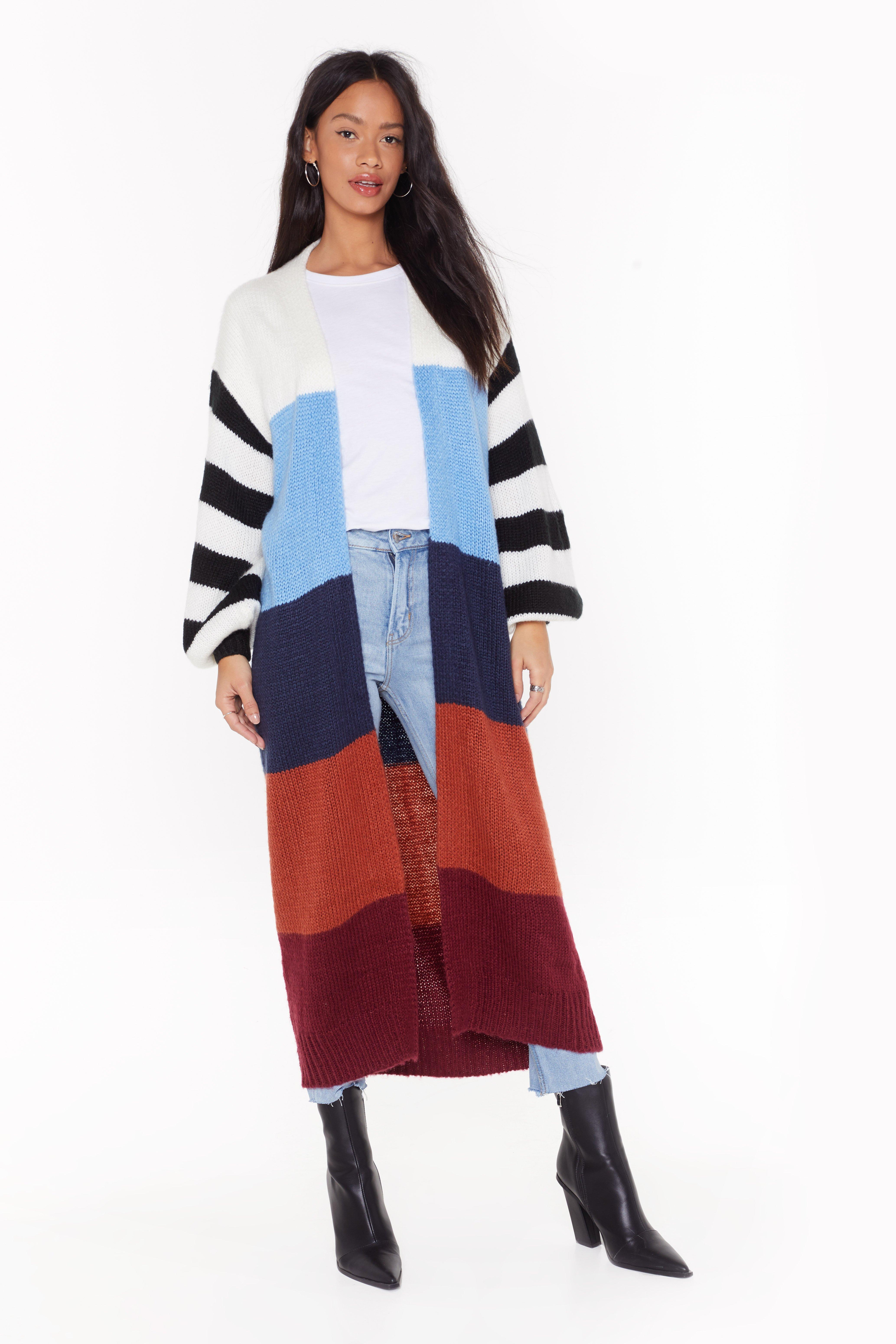 striped longline cardigan