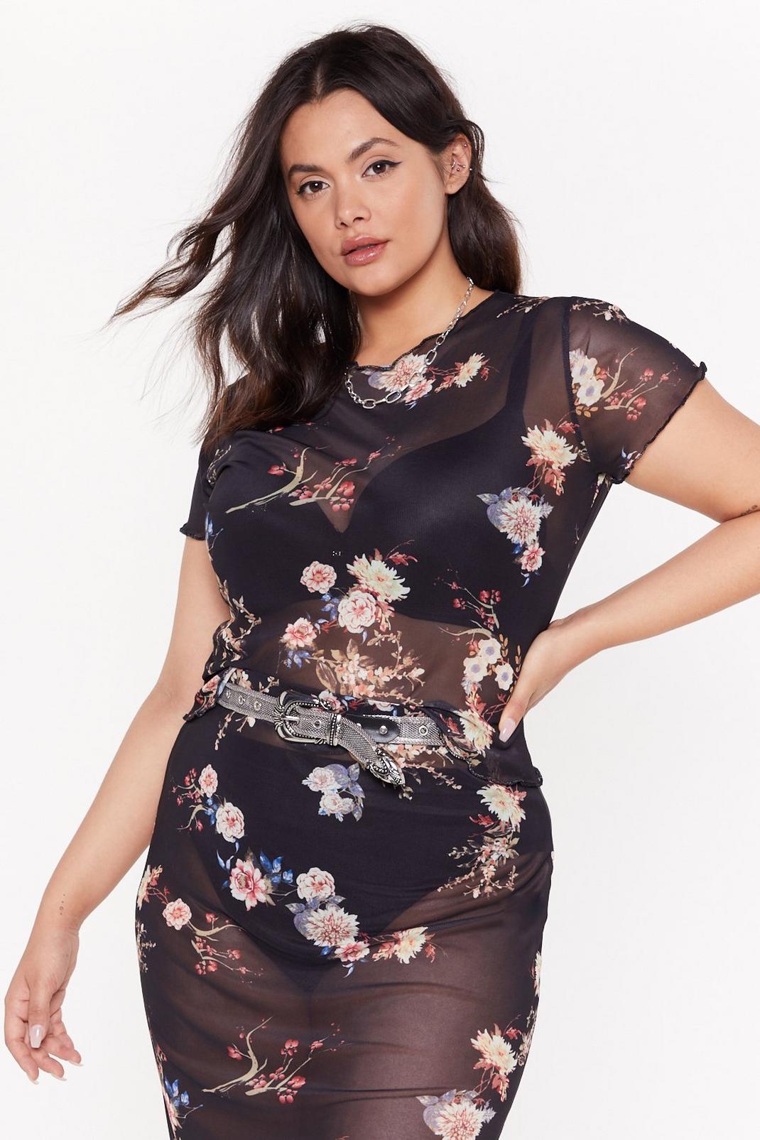Mesh You Can Plus Floral Top image number 1