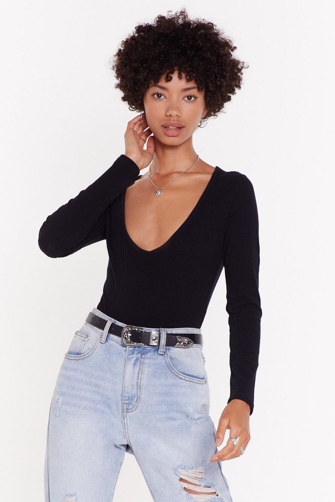 Move Your Body Scoop Neck Ribbed Bodysuit image number 1