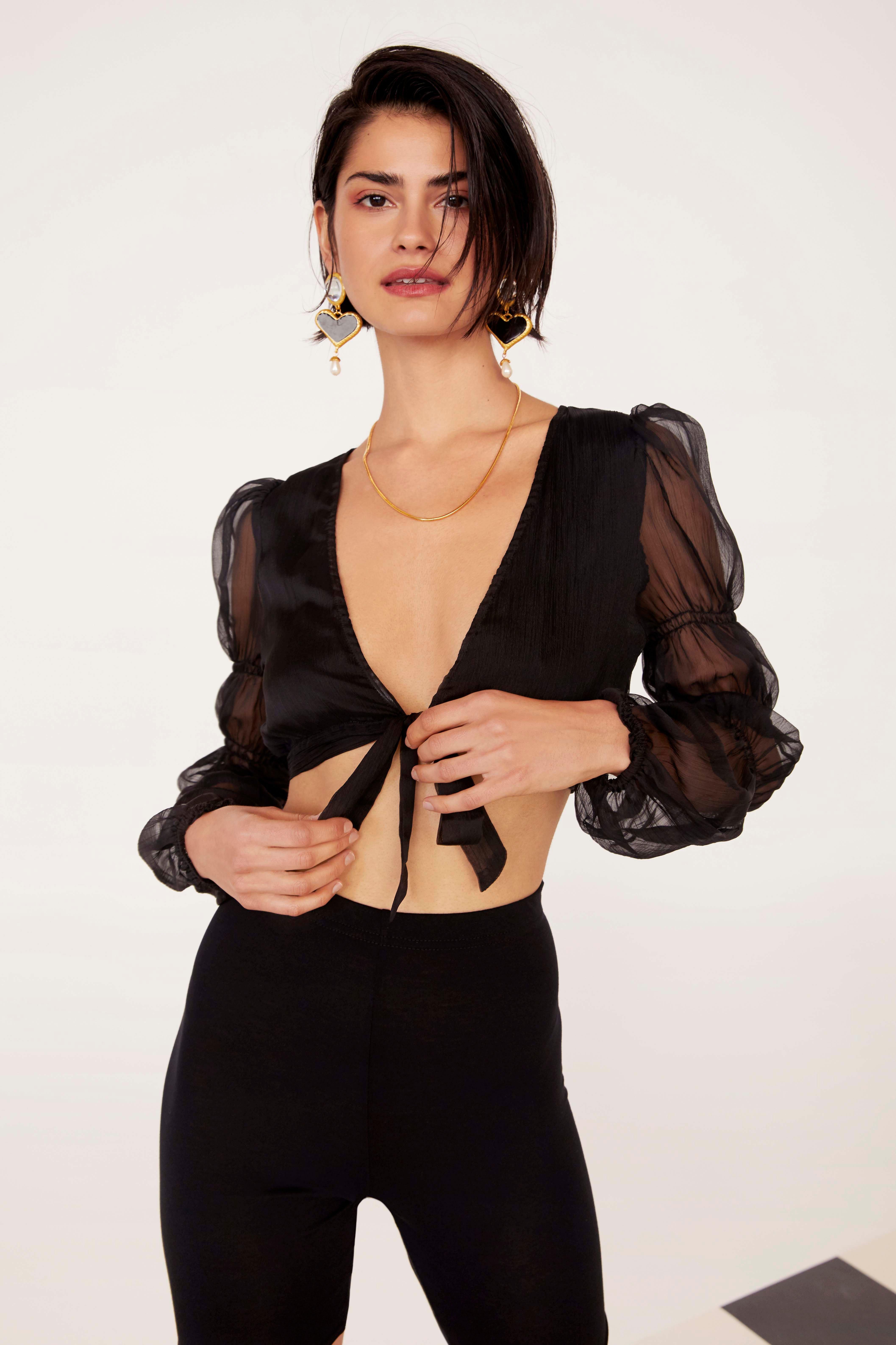 sheer front tie top