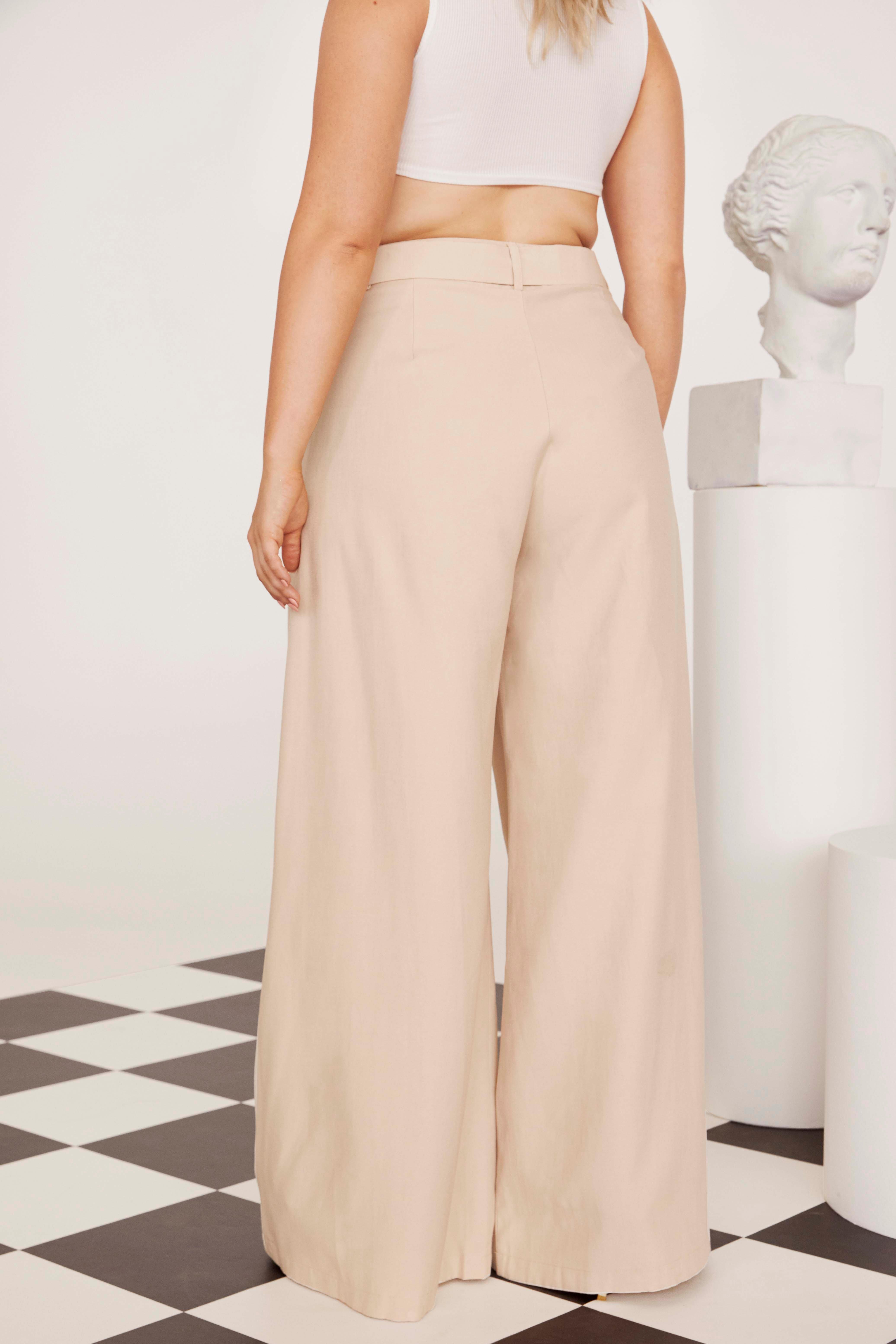 Business As Usual Wide-Leg Belted Plus Pants