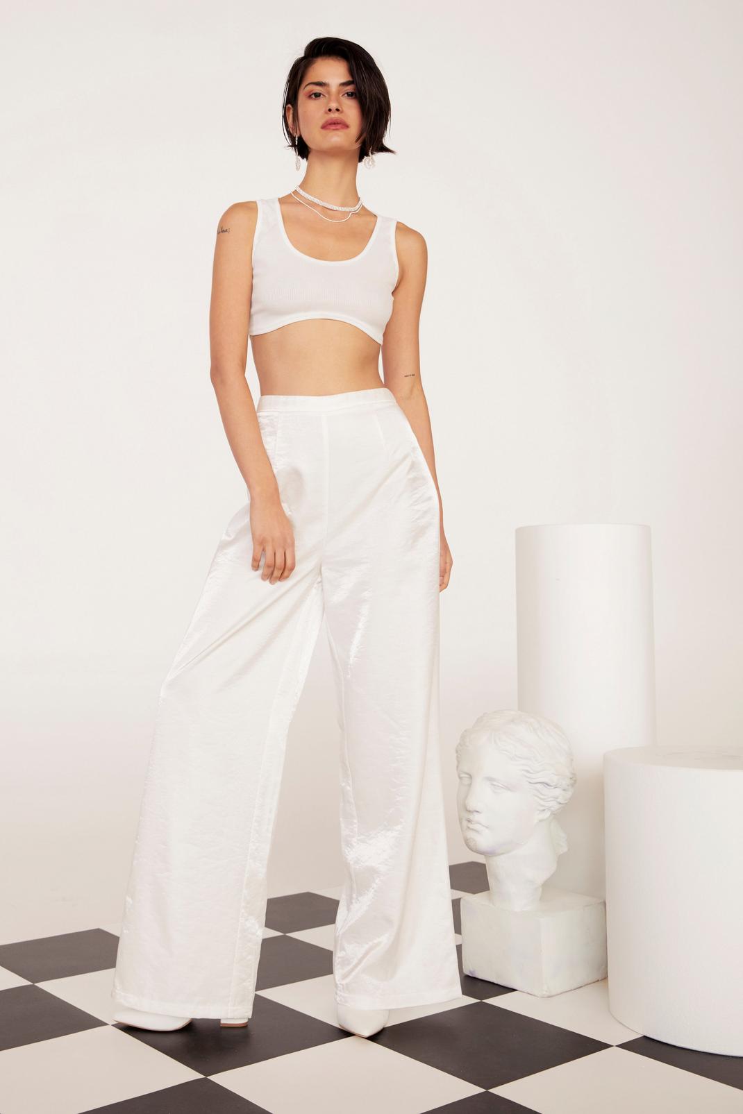We're Finished Satin Wide-Leg Trousers image number 1