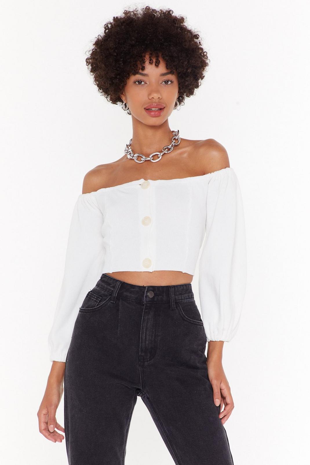 Break Knit Down Off-the-Shoulder Cropped Sweater image number 1