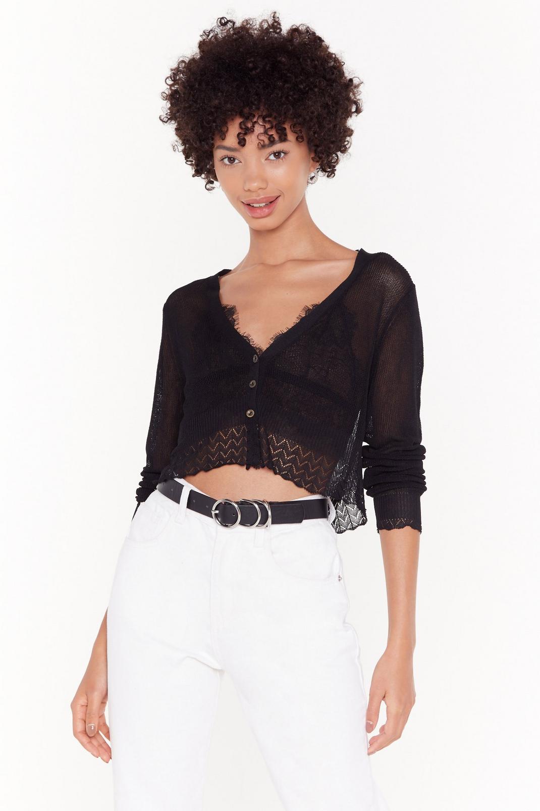 Sheer for You Fine Knit Cropped Cardigan image number 1