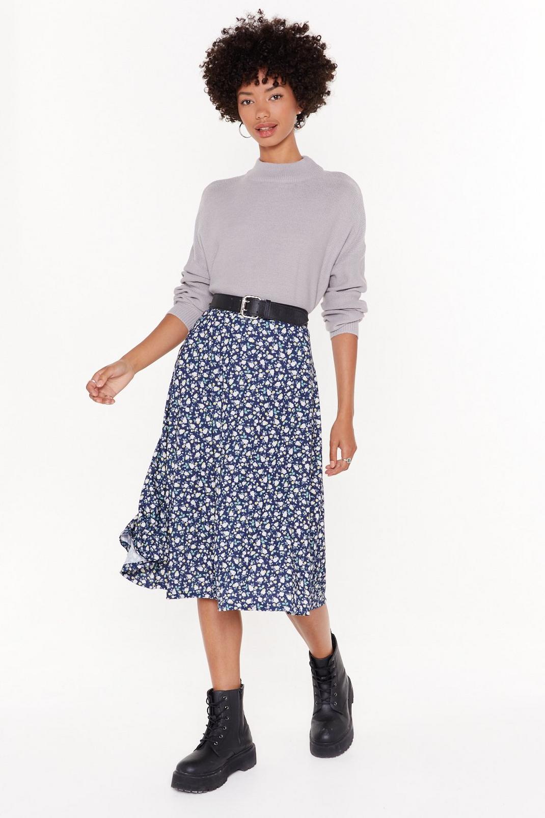 Flower Time is Now Floral Midi Skirt image number 1
