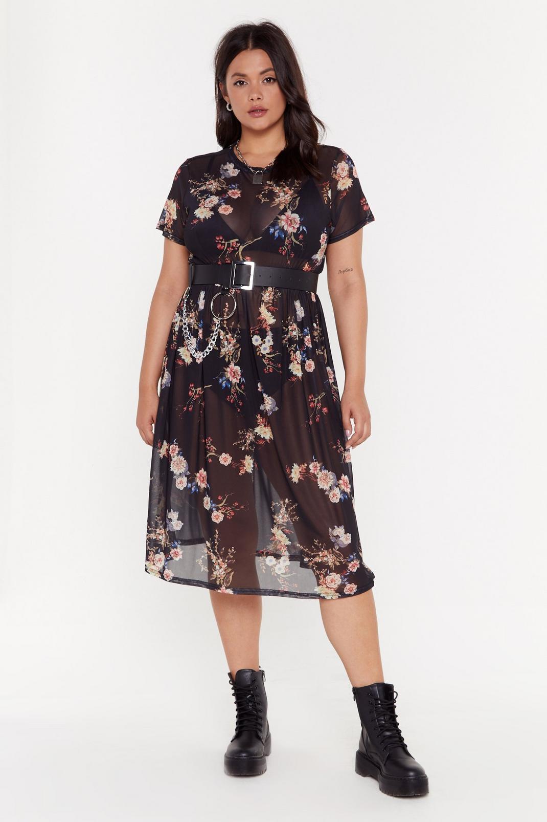Mesh You Can Plus Floral Midi Dress image number 1