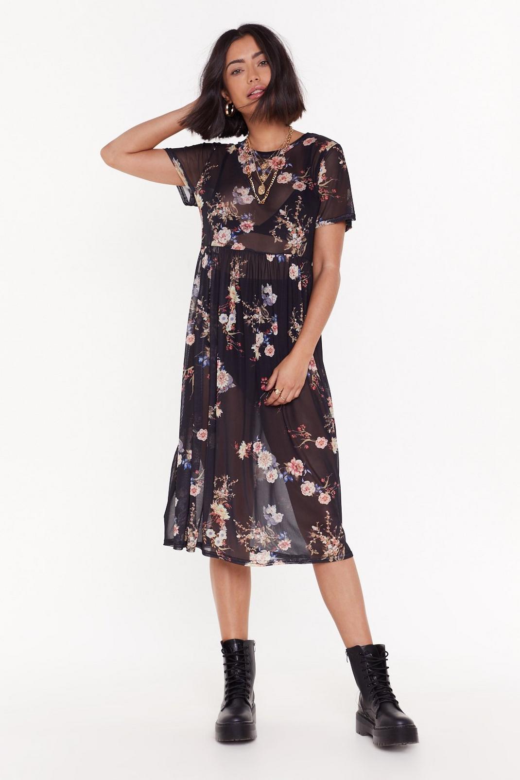 Mesh You Can Floral Midi Dress image number 1