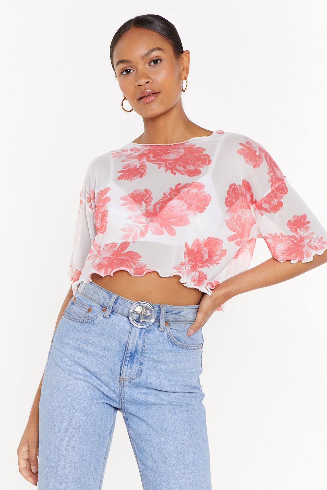 Nothing But Flowers Mesh Crop Top image number 1