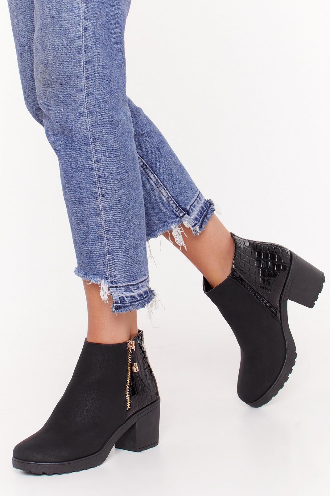 One Night Stand Croc Ankle Boots image number 1