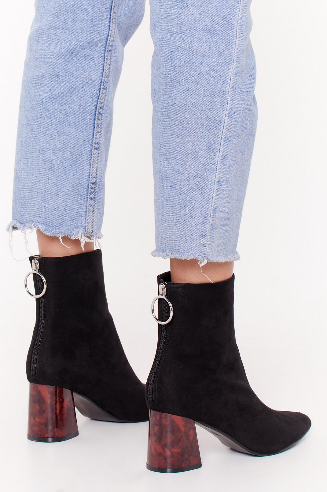 Faux-Suede Zip Ankle Boots with Block Heel image number 1
