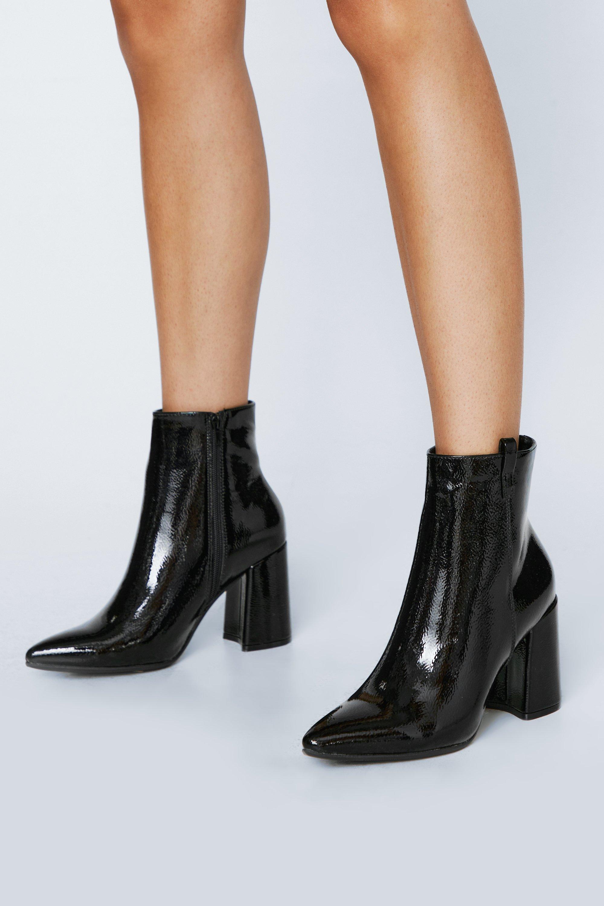 Black patent leather outlet flat boots