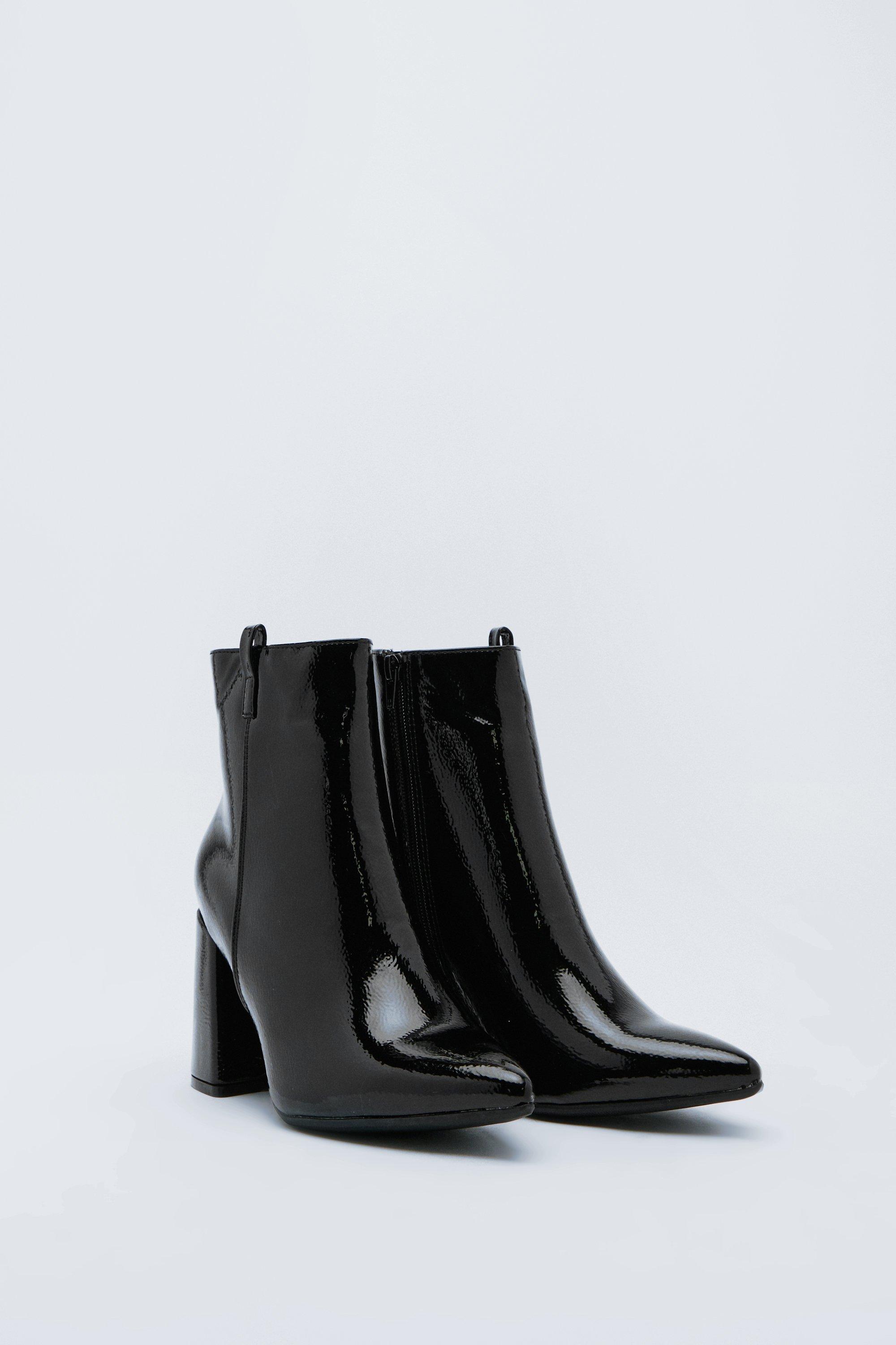 Faux Patent Leather Booties