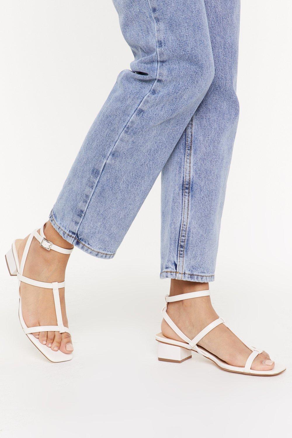 blue low block heel