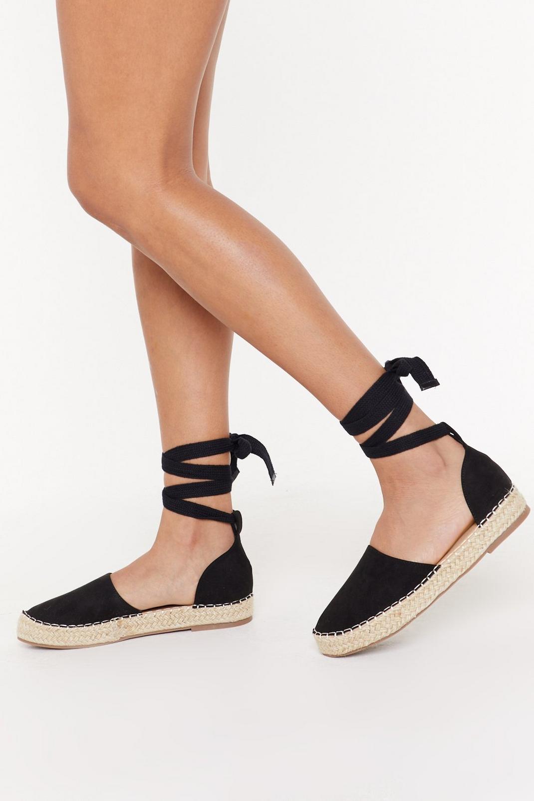 Contrast Stitch Thick Ankle Tie Espadrilles image number 1