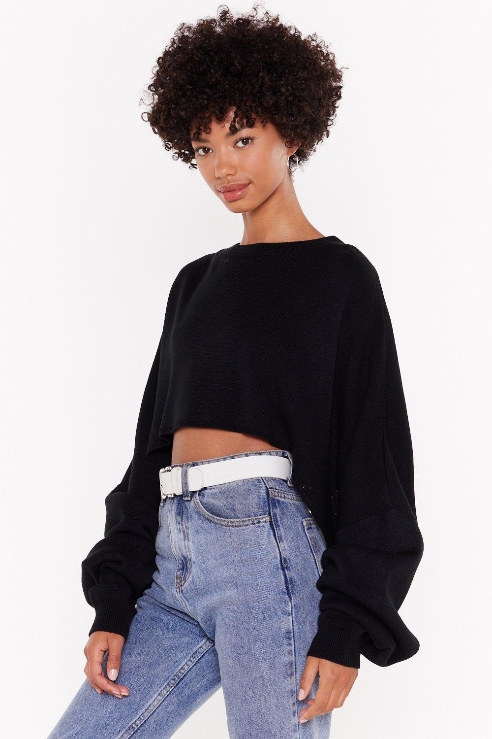 Slouchy Batwing Sleeve Crop Jumper