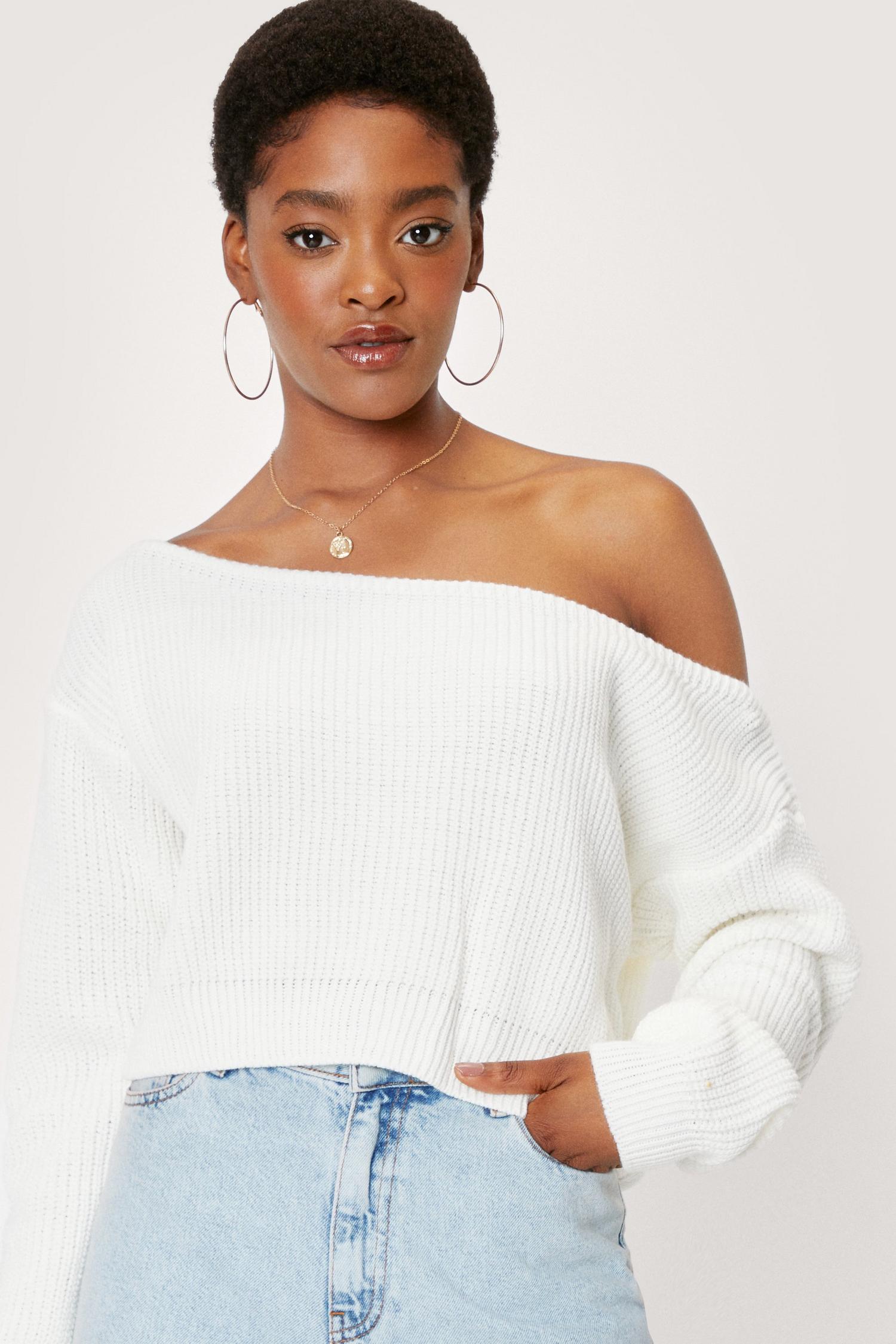 Off The Shoulder Slouchy Knit Jumper Nasty Gal