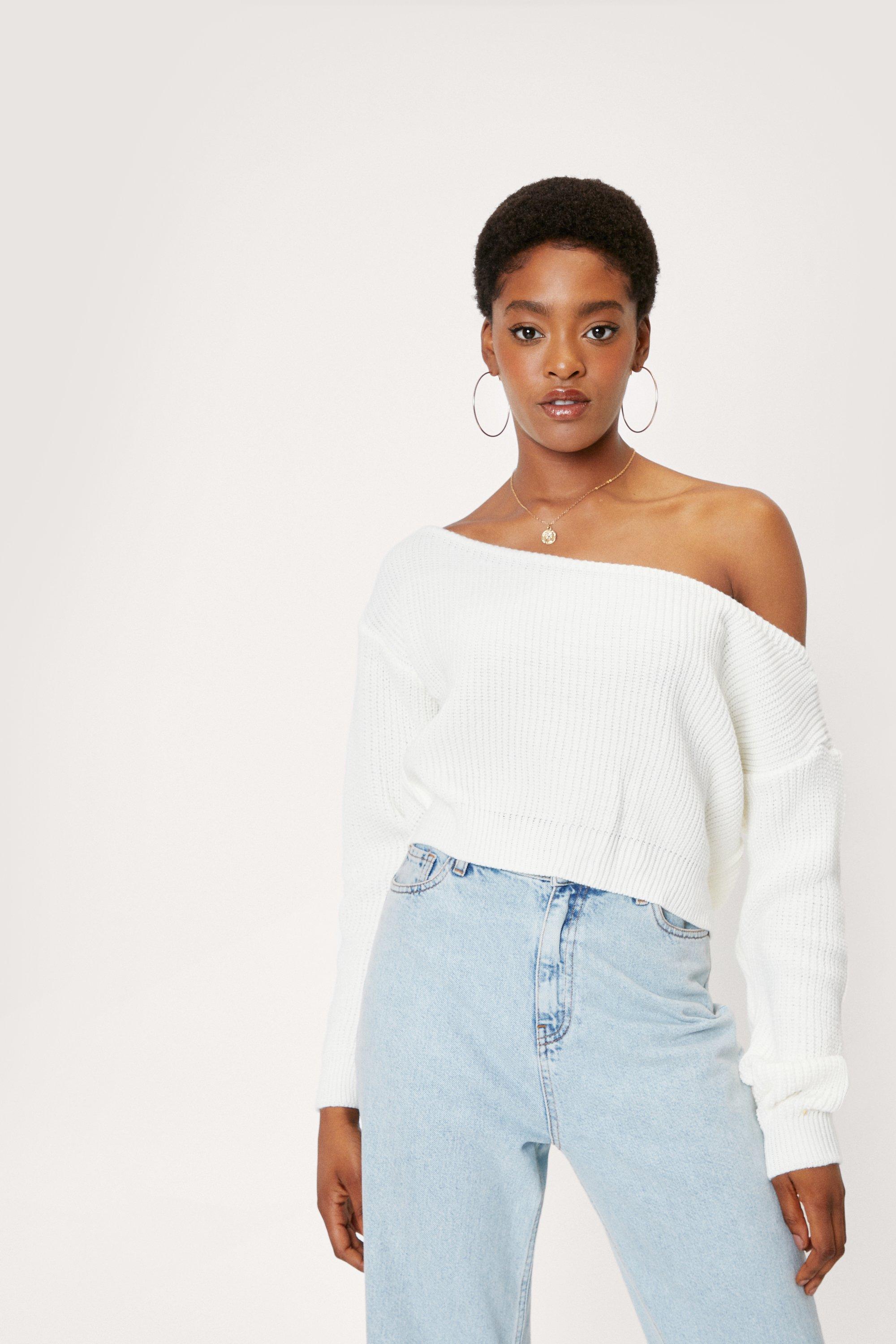 Fine knit off on sale the shoulder jumper