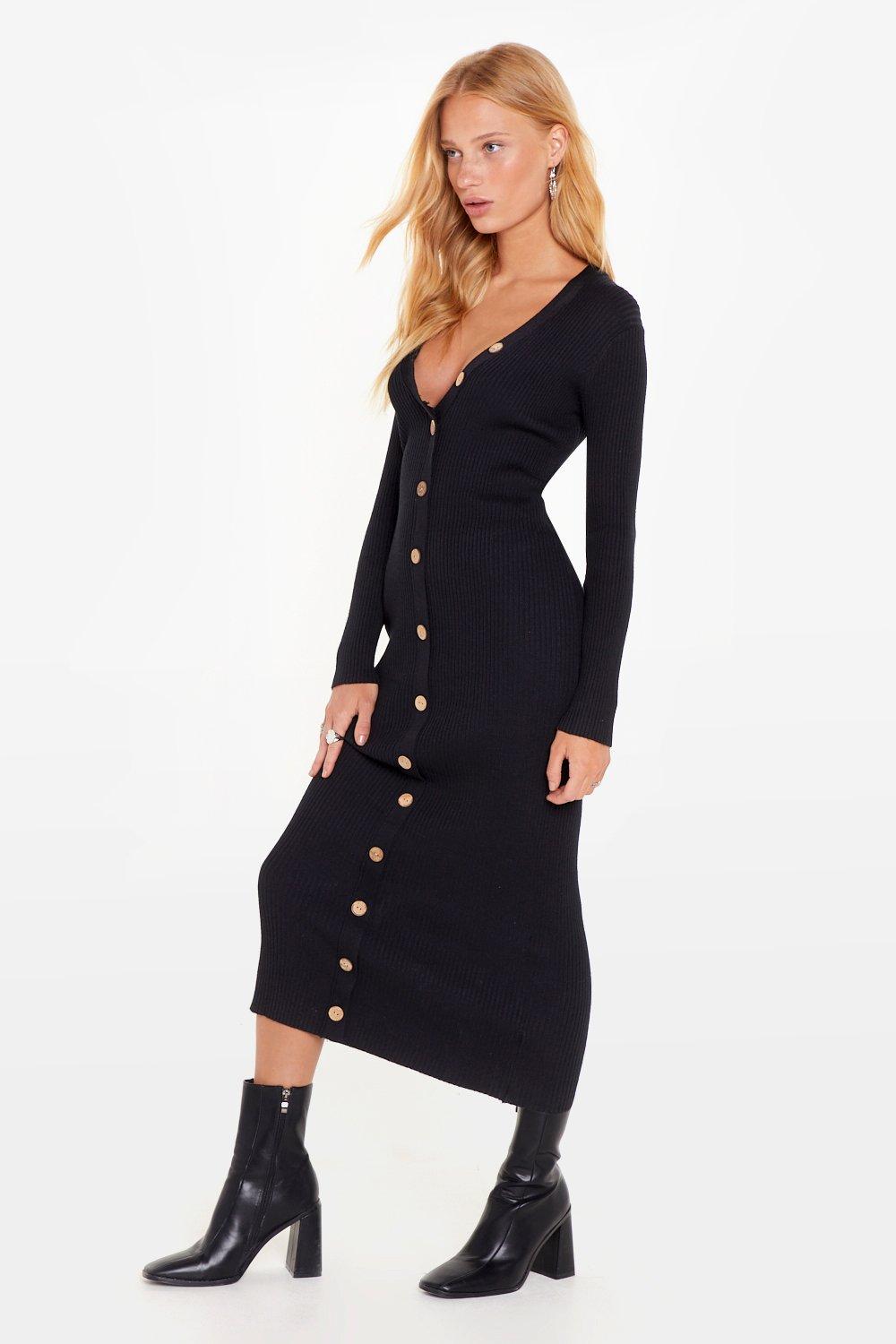 Break It Button Down Ribbed Midi Dress