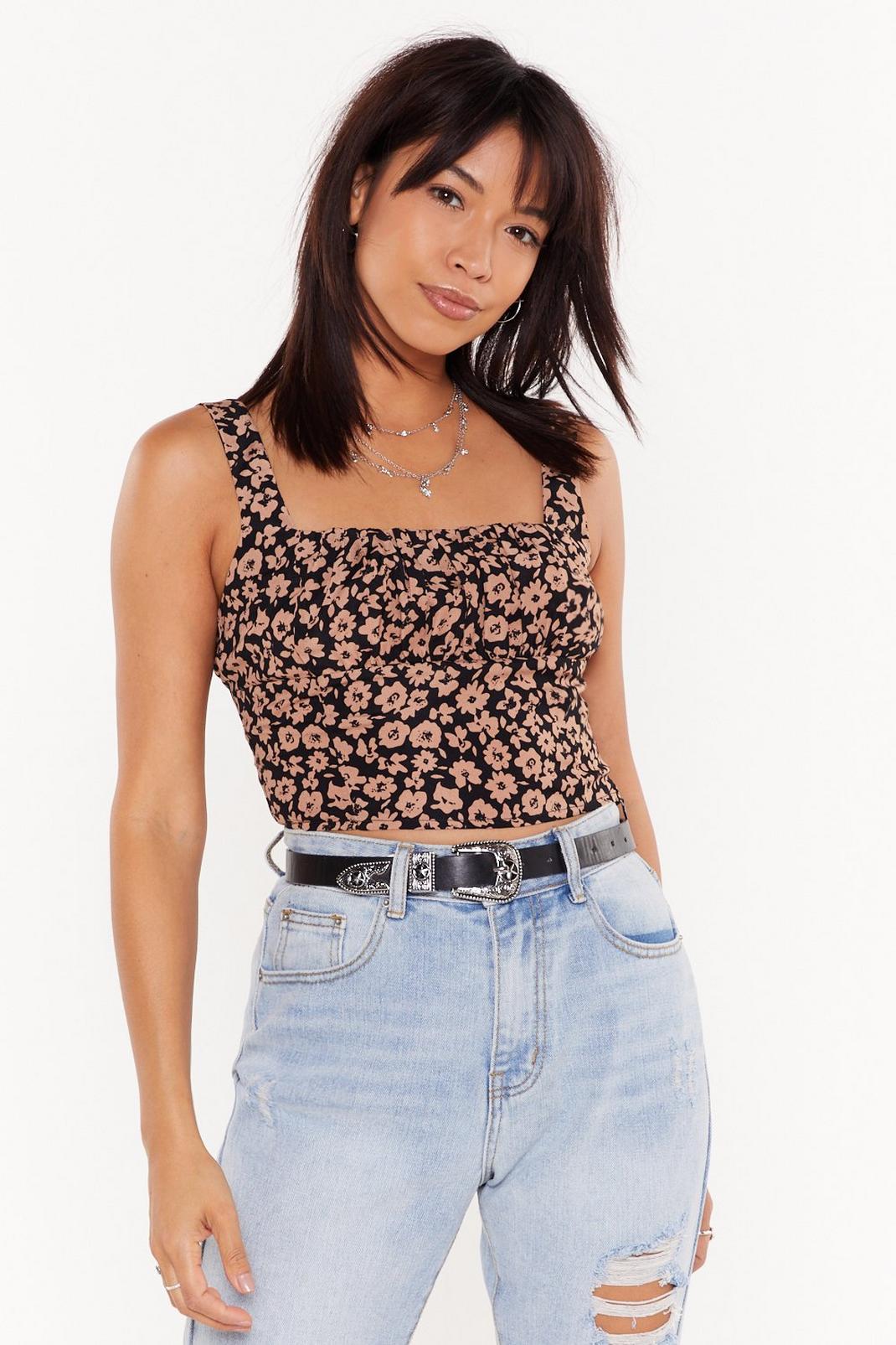 We Aren't Growing Anywhere Floral Crop Top image number 1