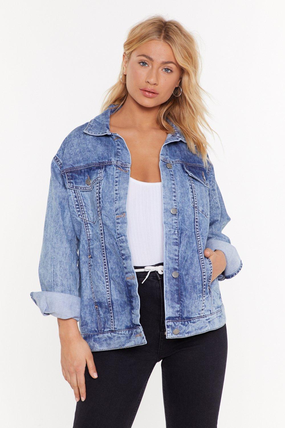 blue oversized denim jacket