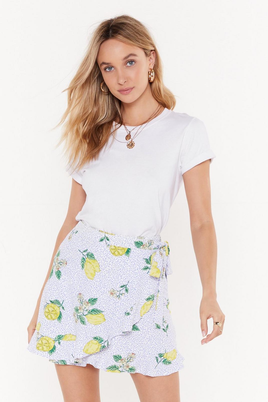 Lemon Print Ruffle Wrap Skirt image number 1