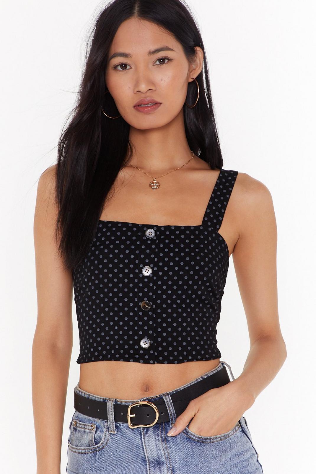 Dot Your Business Button-Down Crop Top image number 1