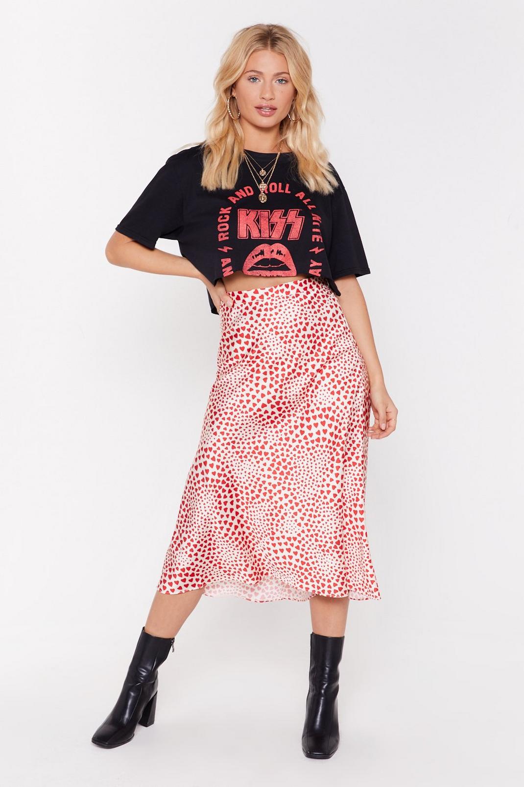 Nothing Breaks Like a Heart Satin Midi Skirt image number 1