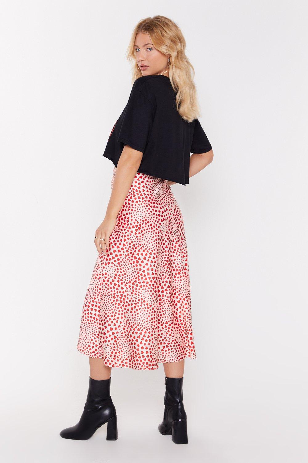 Nothing Breaks Like a Heart Satin Midi Skirt