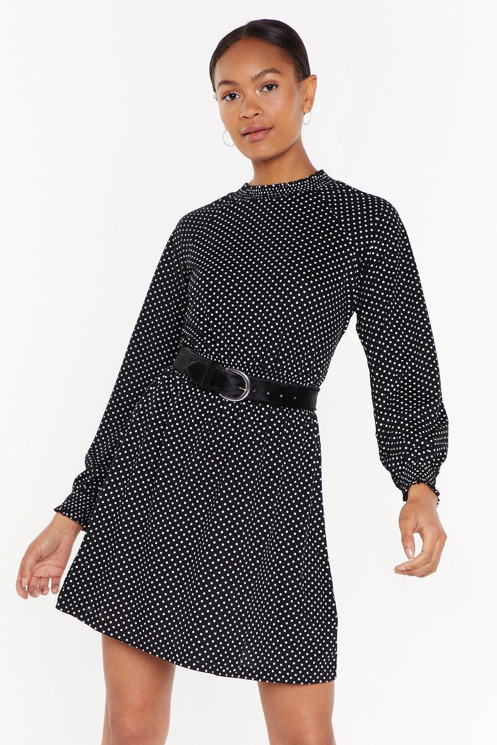 polka dot high neck dress