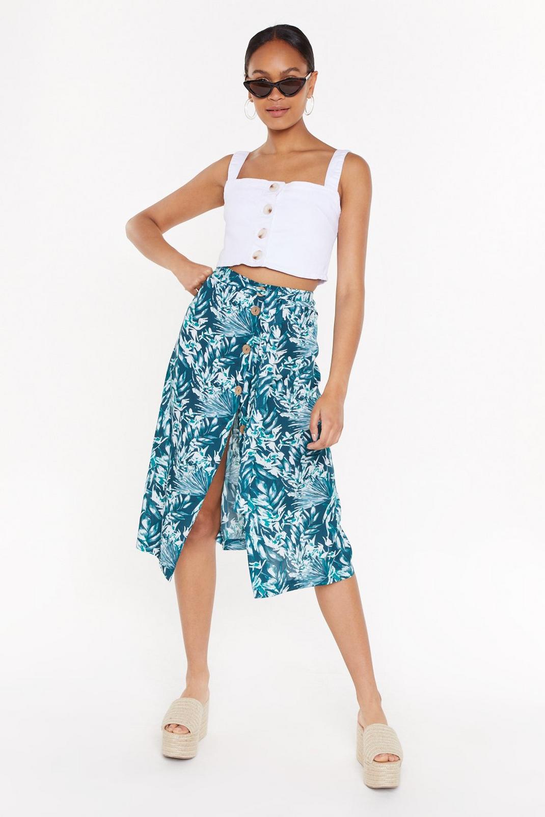 Floral Belted Midi Skirt image number 1