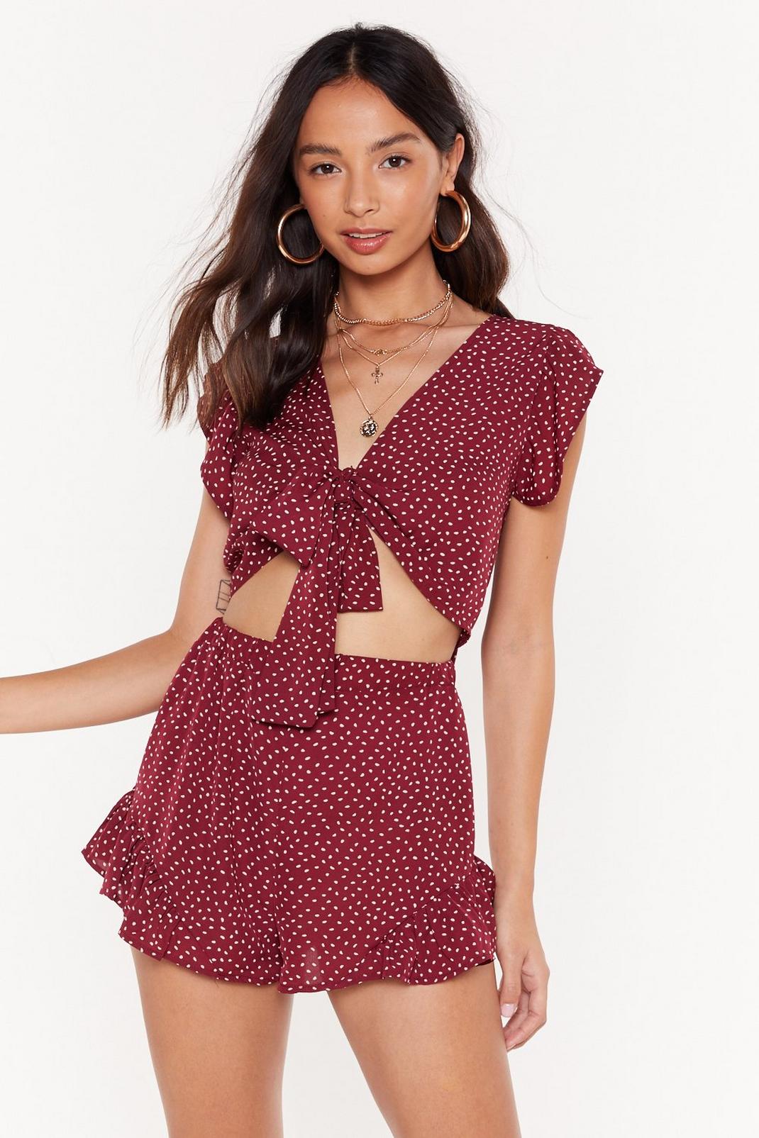 Frill Cute Though Spotty Crop Top image number 1