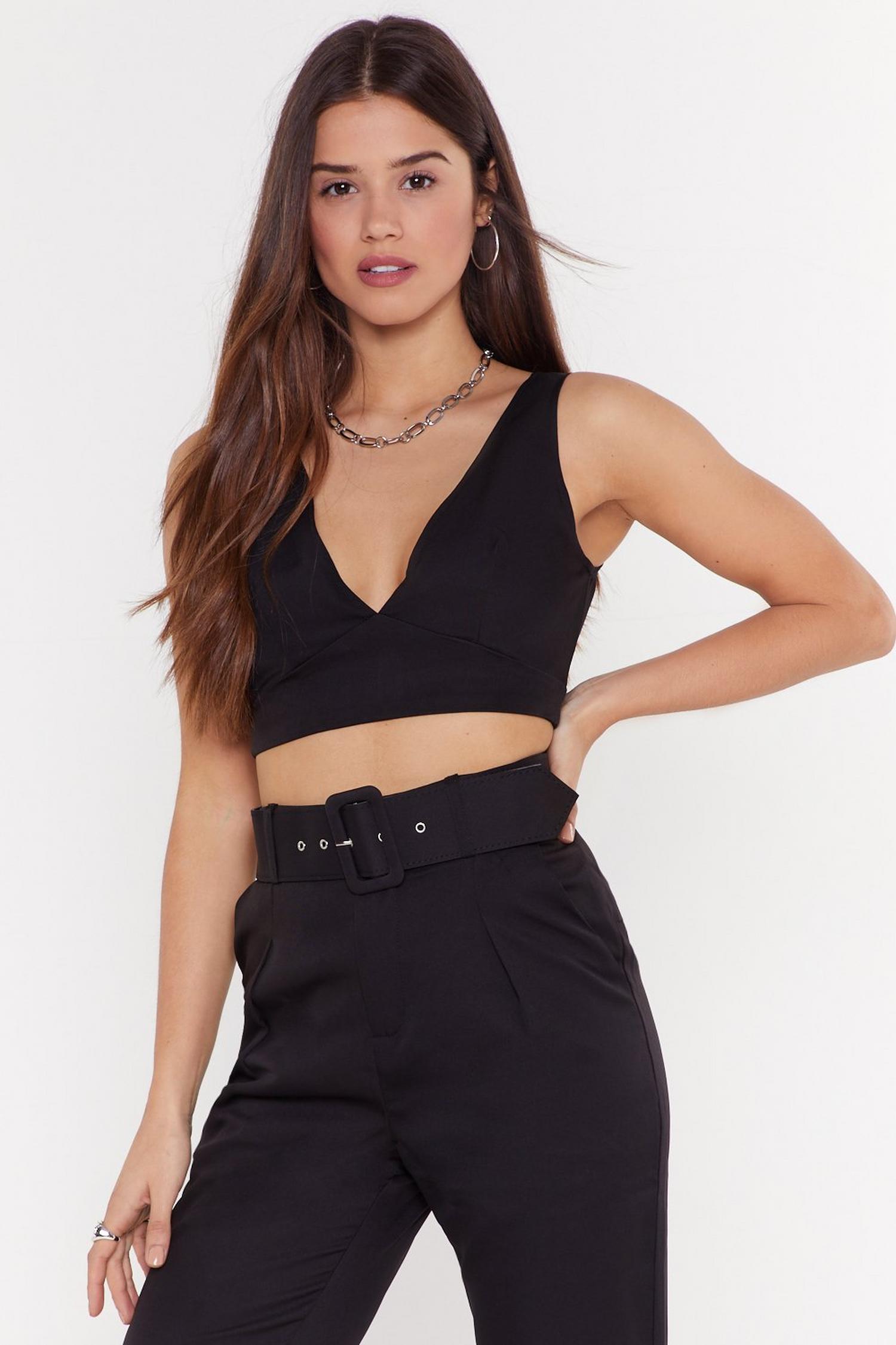 She's the Boss Plunging Crop Top | Nasty Gal