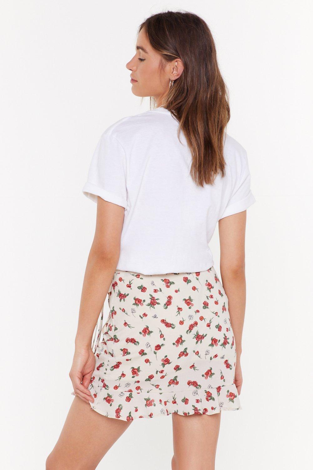 Rose wrap mini outlet skirt