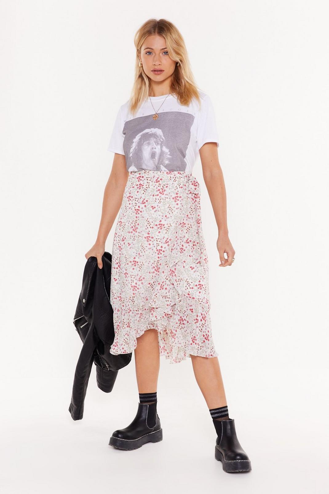 Summer Floral Wrap Midi Skirt image number 1