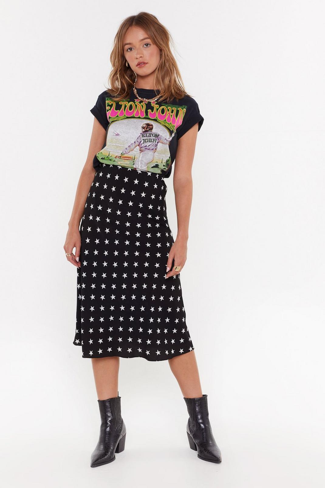 Star Print Bias Cut Midi Skirt | Nasty Gal