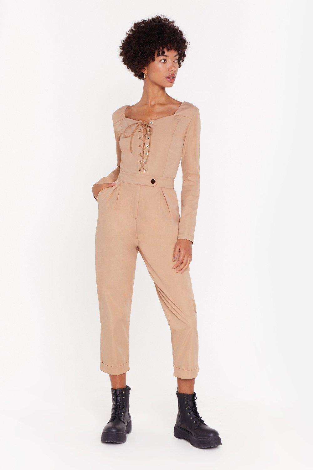 lace up jumpsuit