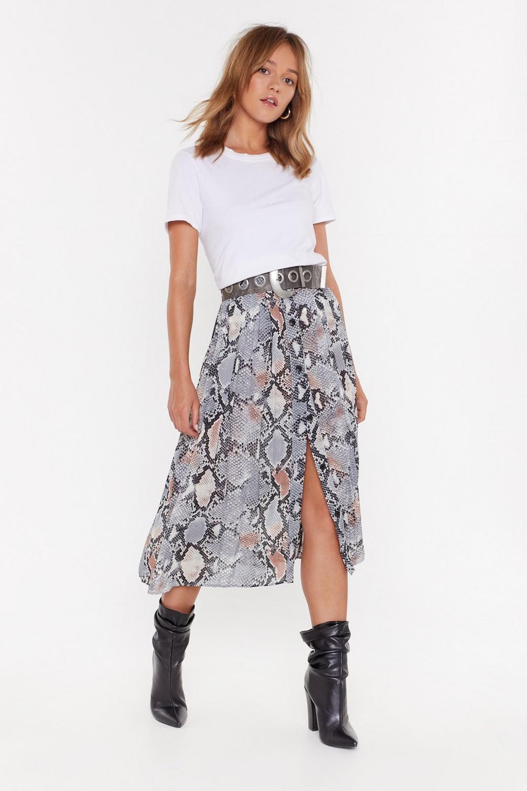 Snake Button Front Midi Skirt image number 1