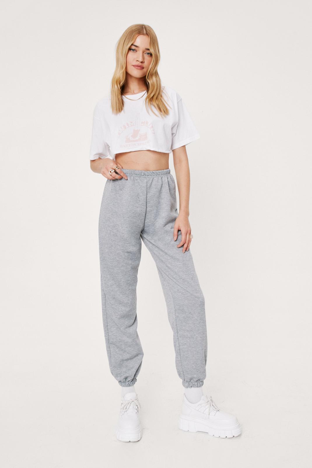 Grey marl High Waisted Oversized Joggers image number 1