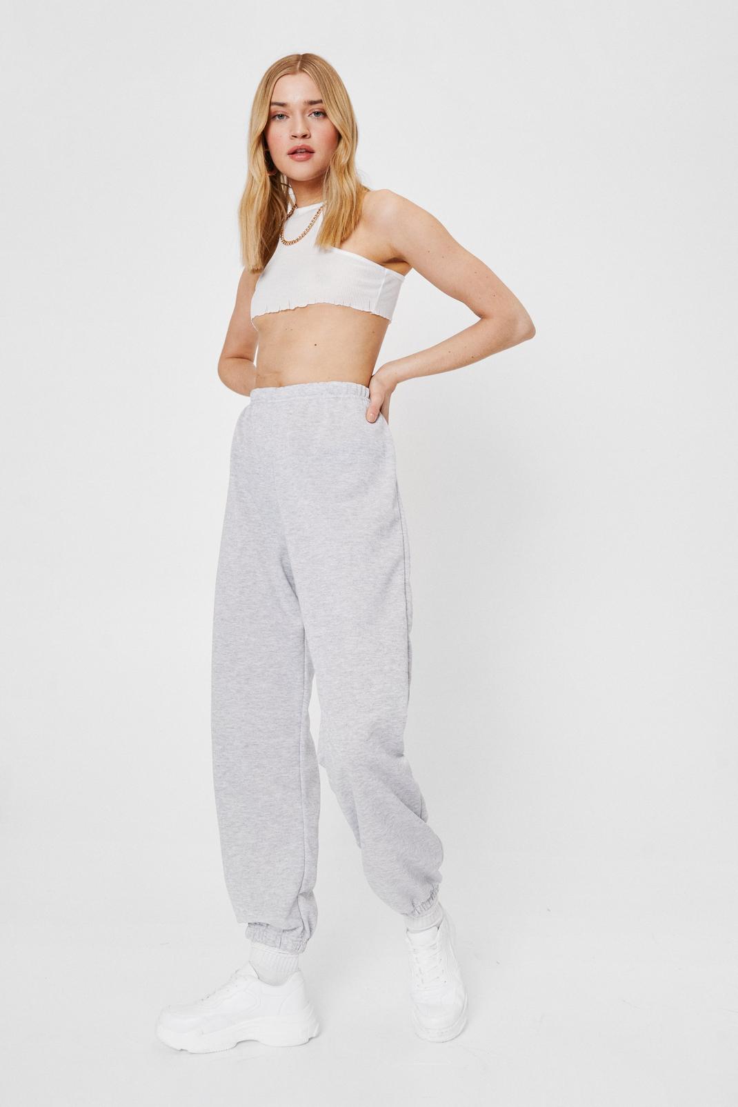 Grey marl Baggy High Waisted Cuffed Sweatpants image number 1