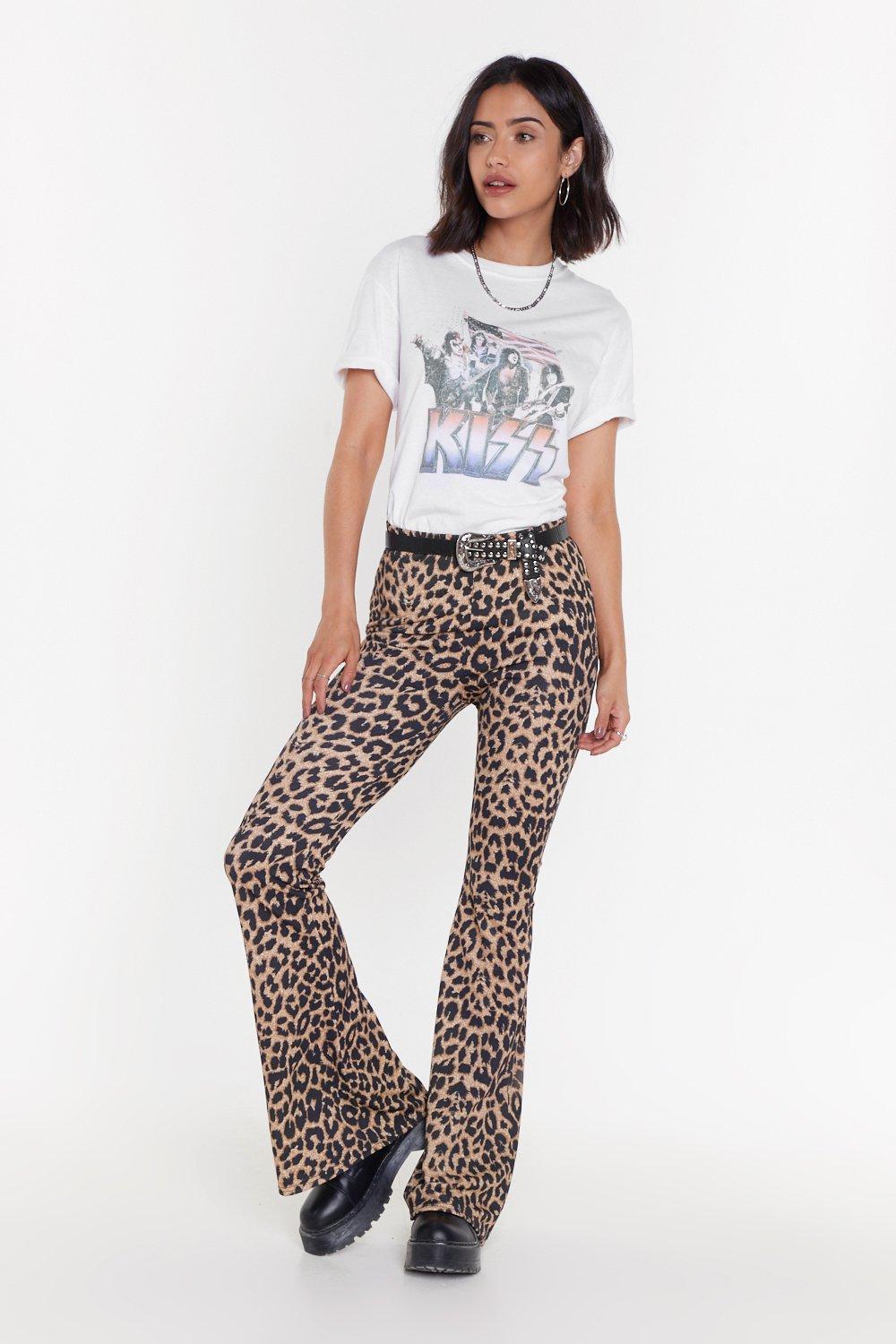 flared pants leopard