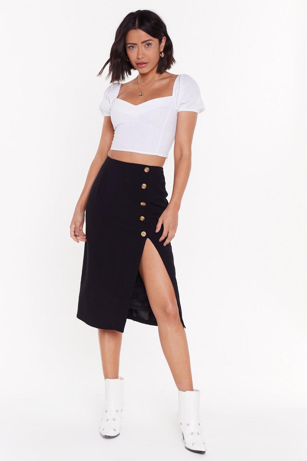 Thrilled to Slits Button-Down Midi Skirt image number 1