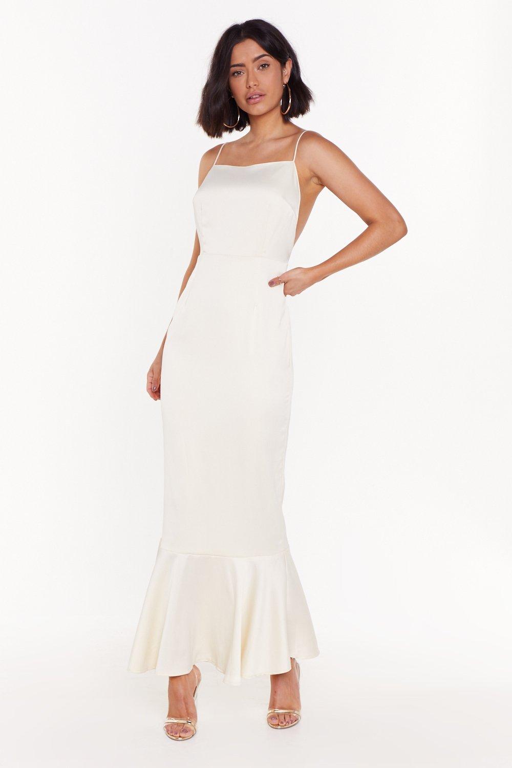 white satin maxi